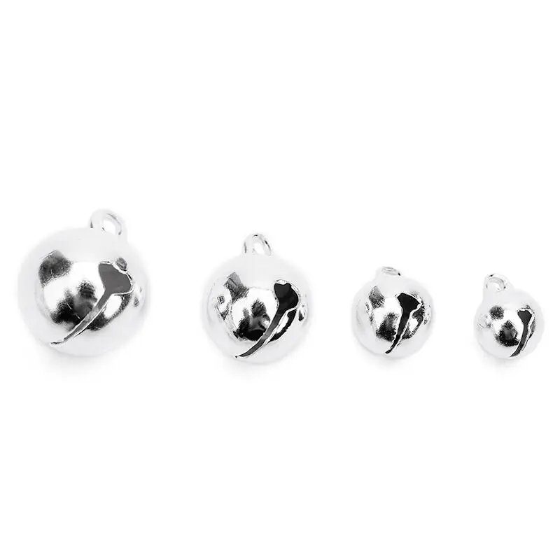 1 Pack/lot 6mm 8mm 10mm 12mm 14mm Silver Color Copper Jingle Small Bells Charms Beads Fit Christmas Decoration Crafts Bells