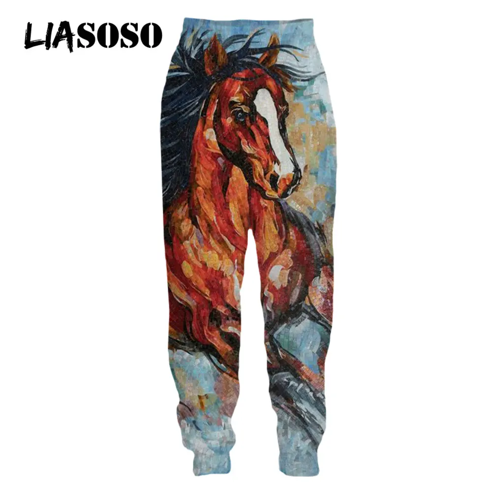 LIASOSO 3D Print Robust Horses Snow Anime Horse Animals Sweatpants Men's Women Sweat Pants Jogging Casual Hip Pop Fitness Pants