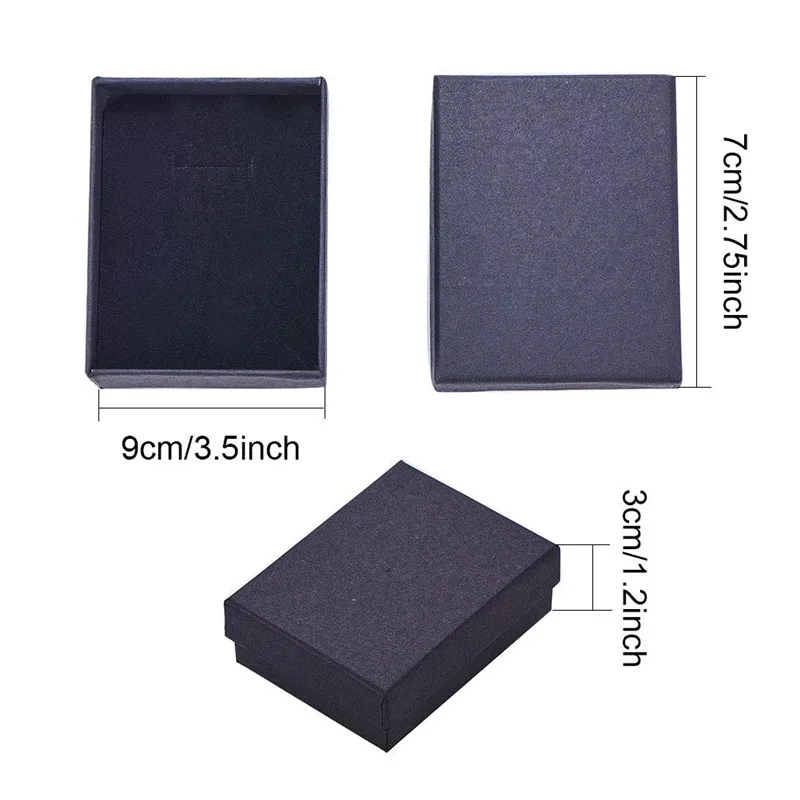 12pcs/Lot Small Size 9x7x3cm Kraft Square Cardboard Jewelry Boxes for Jewelry Set and Packaging Box,Tan F80