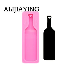 DY0191 Glitter Wine bottle shape mold silicone DIY bottle keychain parts molds craft keyring pendant jewelry keychains mould