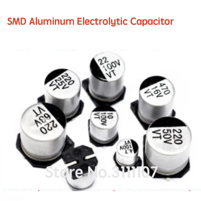 20PCS/LOT  SMD Electrolytic Capacitor Aluminum 6.3V 10V 16V 25V 35V 50V 1UF 2.2UF 4.7UF 10UF 47UF 100UF 220UF 330UF 470UF 680UF