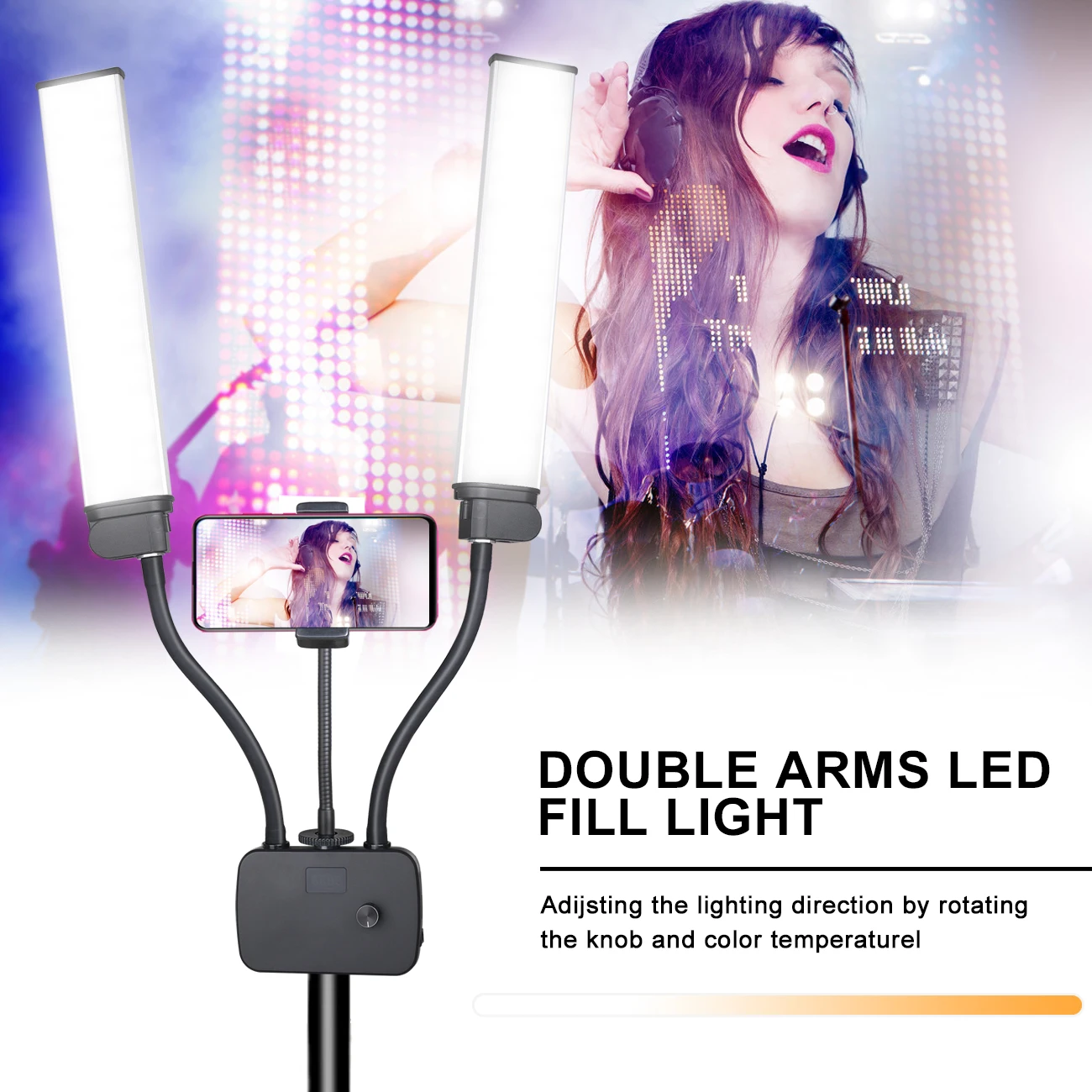 

Beauty Enhancing Photography Led Ring Light Double arm Fill Lamps Live Streaming Selfie Light For Tiktop Youtube FB Ect