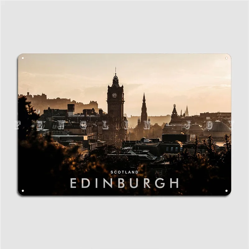 Edinburgh Night View Metal Sign Plates Bar Cave Personalized Wall Mural Tin Sign Poster