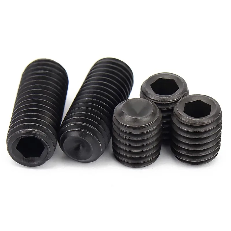 M3 M4 M5 M6 M7 M8 M10 M12 Fine Thread DIN916 Black 12.9 Steel Hex Hexagon Socket Allen Cup Point Grub Headless Bolt Set Screw