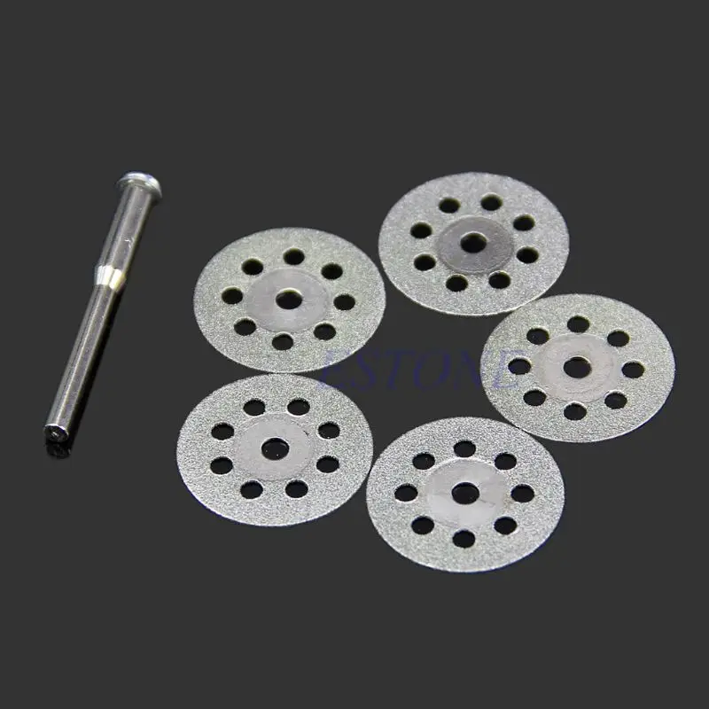 5PCS 22mm Mini Sharp Rotary Diamond Cutting Discs Disks Dremel Tools With A Rod Drop Shipping