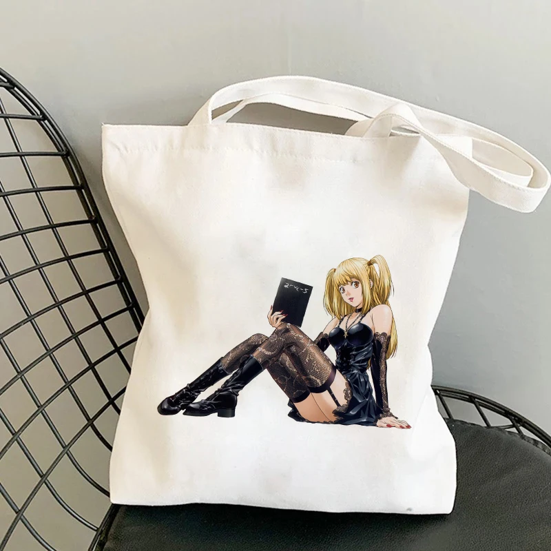 กระเป๋านักช้อป Misa Amane Death Note Anime กราฟิกสุภาพสตรี Tas Jinjing Kanvas กระเป๋าช้อปปิ้งกระเป๋าถือผู้หญิง Reusable กระเป๋าสะพายไหล่