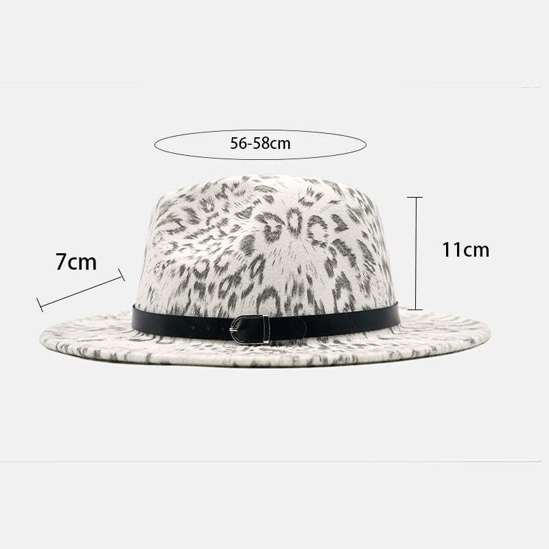 2020 Fashion winter Quality wool Wide Brim Fedora Hat Women Leopard Wool Felt Hats Panama jazz Fedoras for men Chapeau Sombrero