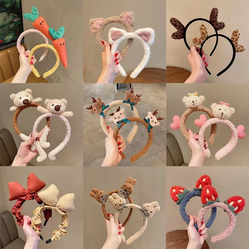 

New Cute Cat Ears Headband Women Wash Face Plush Hairpin Simple Super Cute Girl Heart Hair Accessories Hairband Headband