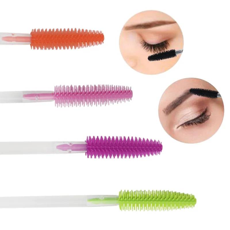 Pincéis descartáveis de silicone para cílios, 50 peças, haste transparente, bastão de máscara, cílios, escova, ferramentas de maquiagem de extensão