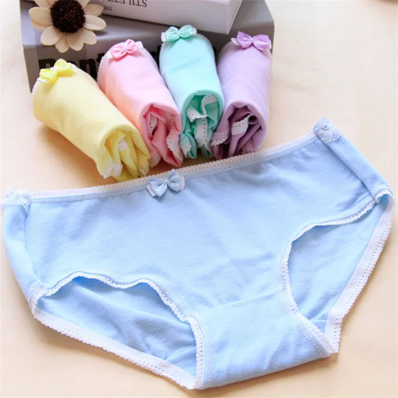 New Hot 1Pcs/Lot Small Fresh Candy-colored Bow Cute Cotton Underwear Shorts Cotton Panties Girl Briefs Wholesale 0122