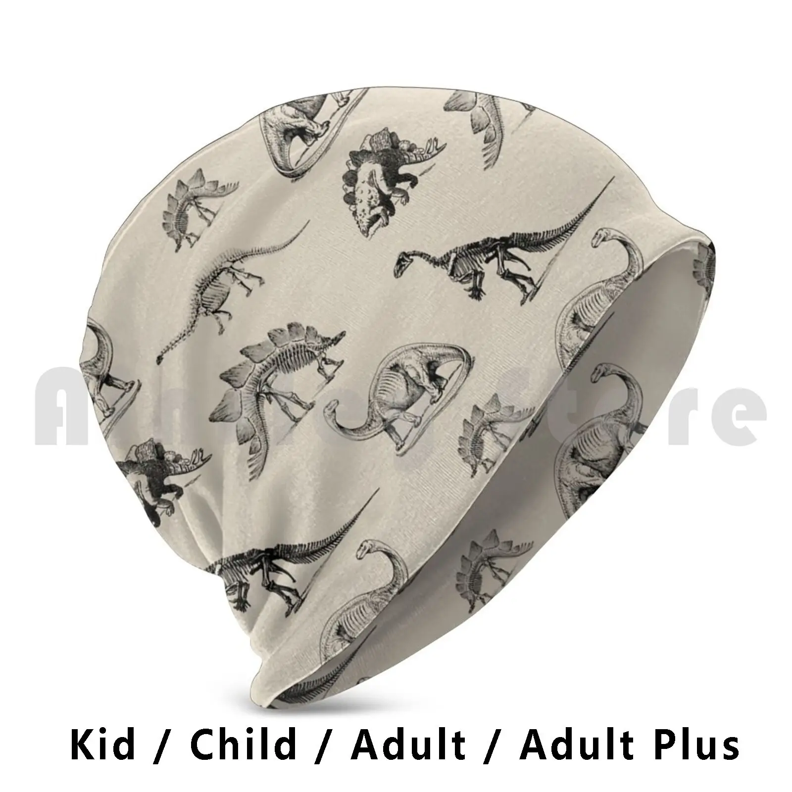 Vintage Museum Dinosaur Skeleton And Illustrations On Cream Hat 1239 Hat Dino Dinosaur Museum