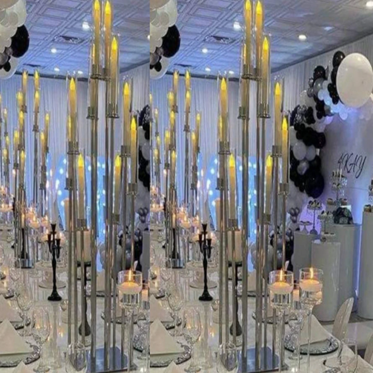 

10pcs)8 arms metal wedding table centerpiece rectangle candelabra candle holder AB0516