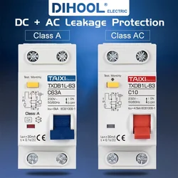 Type A  AC CLASS Rcbo 110V 220V RCCB 10A 20A 40A 50A 63A 30mA Residual Current Circuit Breaker Leakage WIth Overload Protection