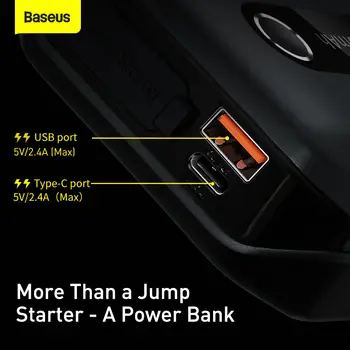 Startovací zařízení Baseus do auta 1000A Jumpstarter Auto Buster Nouzový booster 12V auto startovací powerbanka 10000mAh 8 nejlepší prodej ultrakondenzátorový startér - №7