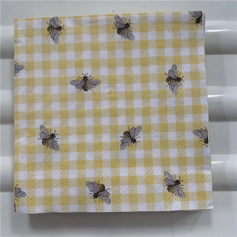 25cm smaller paper napkin tissue blue purple flower bee handkerchief oil craft decoupage girl boy kid birthday party serviettes