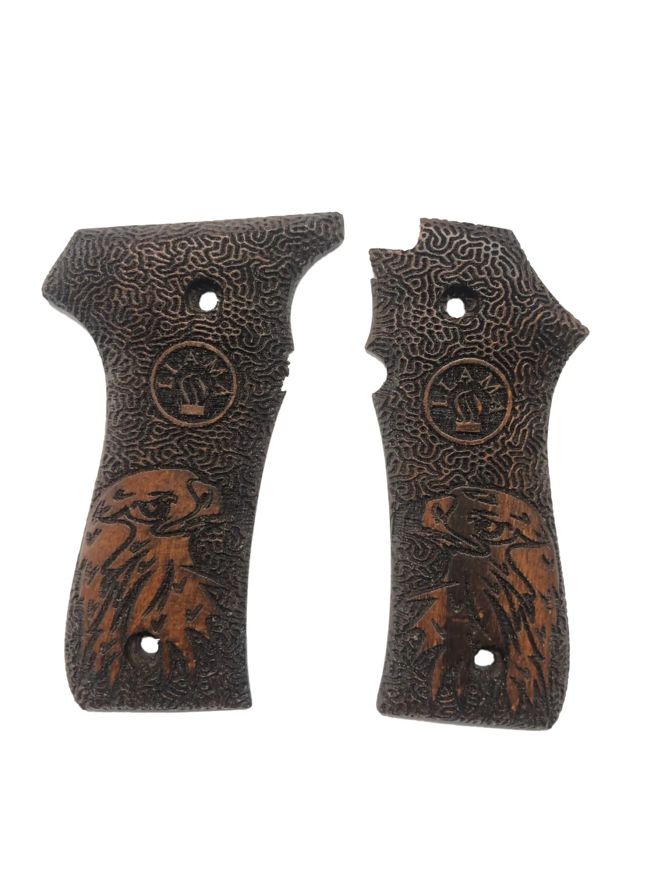 Llama 7,65mm. Compatible Special Series Eagle Pattern Laser Cut Wooden Grip Mod1