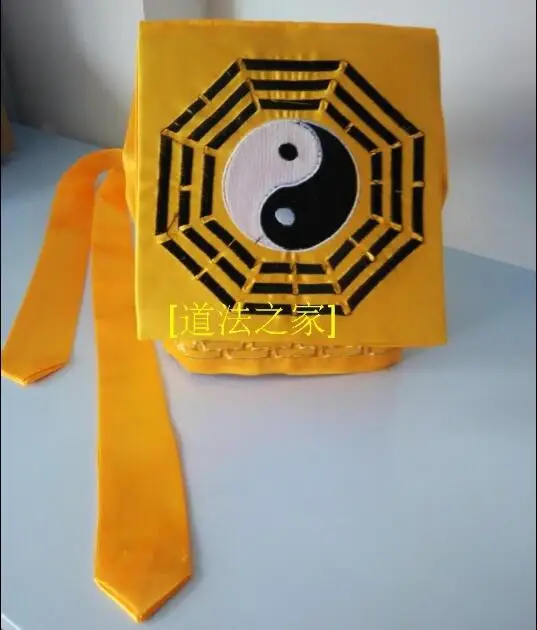 Chinese Bagua Hat Taoist Tai Chi Cap Embroidery Yellow Vintage Perform