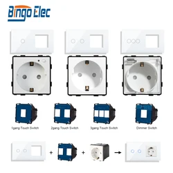 Bingoelec EU Wall Socket with 2 Way Light Touch Switch DIY Home Improvement