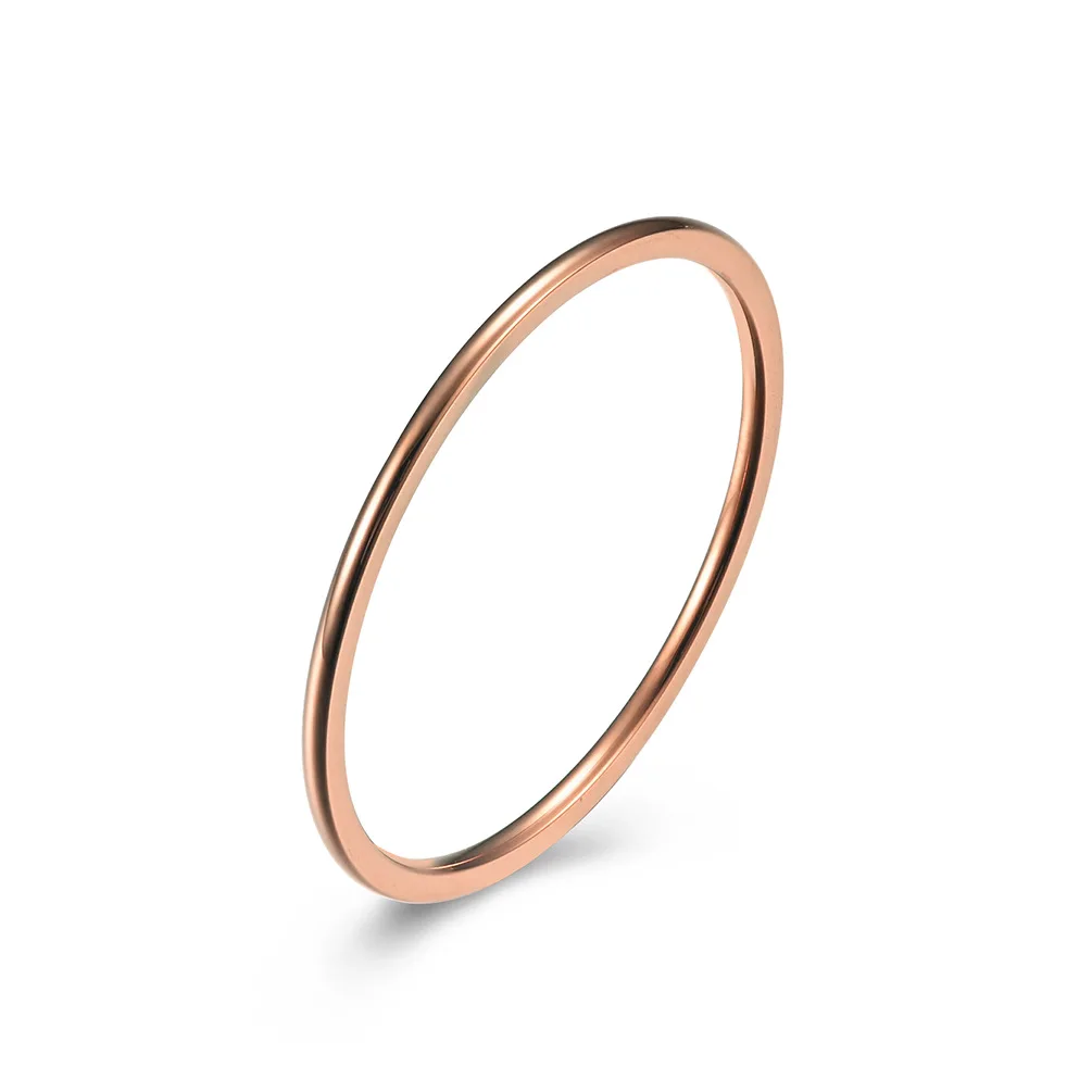 Anillo de acero de titanio de 1mm, sortija fina Simple para mujer, Color dorado, rosa y plateado, regalo de joyería de boda