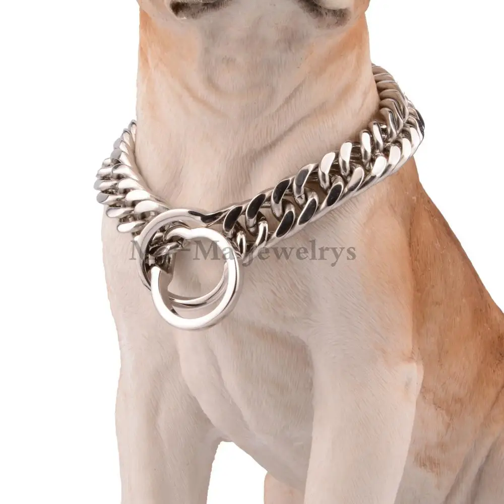 17mm Stainless Steel Heavy Curb Chain Pet Dog Collar Choker for Pitbull Rottweiler or More