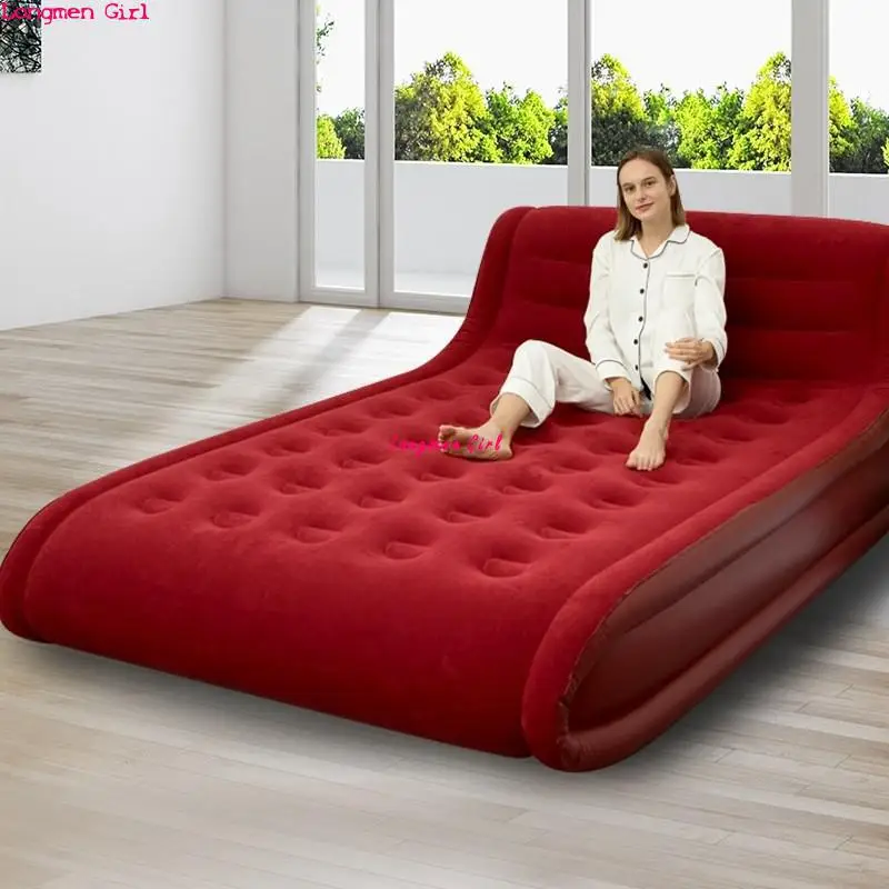 Folding Inflatable Double Sofa Bed Velvet Pvc Leather Bed Frames Outdoor Beach Garden Camping Travle Beds Bedroom Furniture