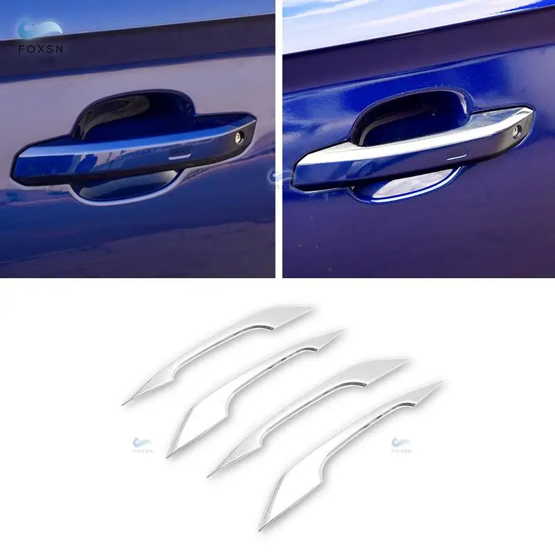 For Audi A4 (B9) A5 (F5) Q5 (FY) 2018 2019 4pcs Car Exterior Door Handle Cover ABS Carbon Texture / Glossy Chrome Protector Trim