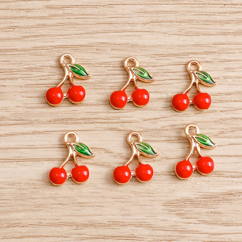 10pcs/lot Cute Enamel Charms for Earrings Pendants Necklace Fruit Strawberry Watermelon Pineapple Charms DIY Bracelet Jewelry