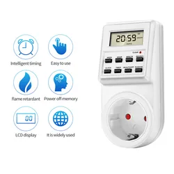 TM03 Digital Timer Switch Socket Electronic Kitchen Timer Outlet 12/24 Hour Cyclic Programmable Timing Socket Time Setting