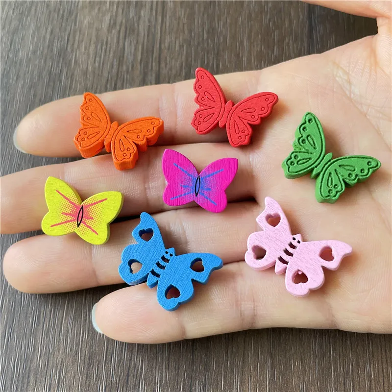 JunKang 50pcs mixed batch colorful hollow printing solid perforated butterfly connector DIY making jewelry crafts discovery