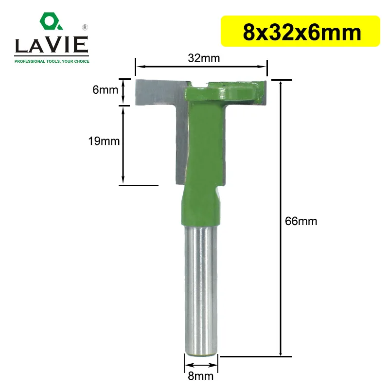 LAVIE 8 millimetri Shank T-Slot Router Fresa Diritta Bordo Sbozzare Fresa di Taglio Maniglia per il Legno Lavorazione Del Legno MC02090
