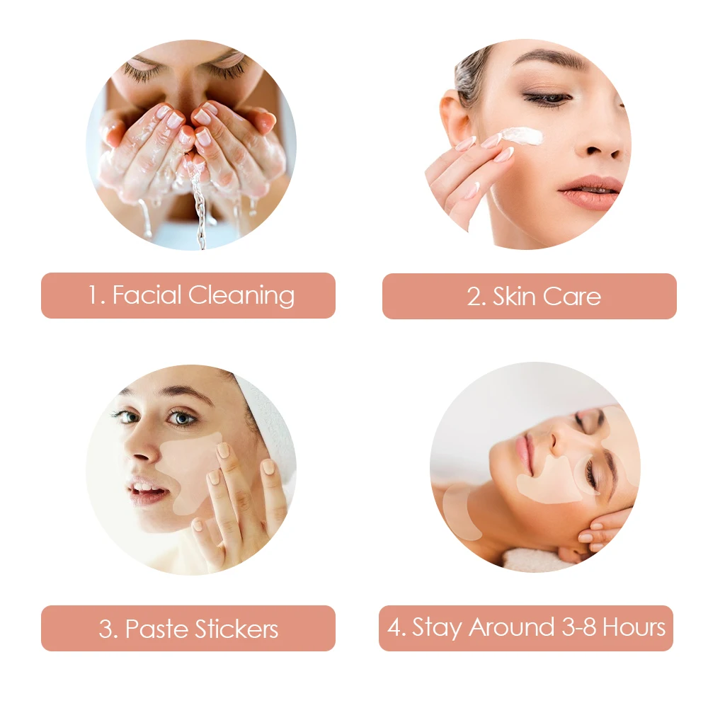 Reutilizável Silicone Rugas Remoção Adesivo, Facial Lifting Tiras Set, Testa Pescoço Linha Removedor, Patches Eye, Anti-Envelhecimento Almofadas Da Pele