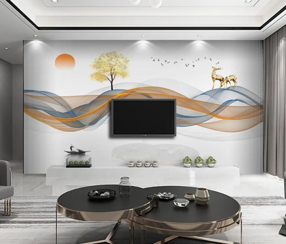 custom Chinese abstract ink mountain Mural Wallpapers Living Room TV Study Art Papel De Parede 3D Landscape wall paper