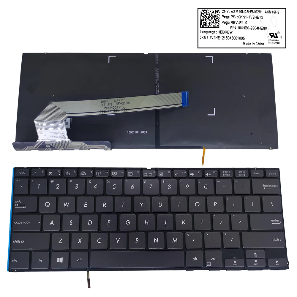 Imagem -06 - Teclado Retroiluminado para Notebook dos Eua para Asus Zenbook Flip s Ux370u Ux370 Uar Ux370uaf Ux370ua Teclados para Notebook Inglês 0knb02604he00