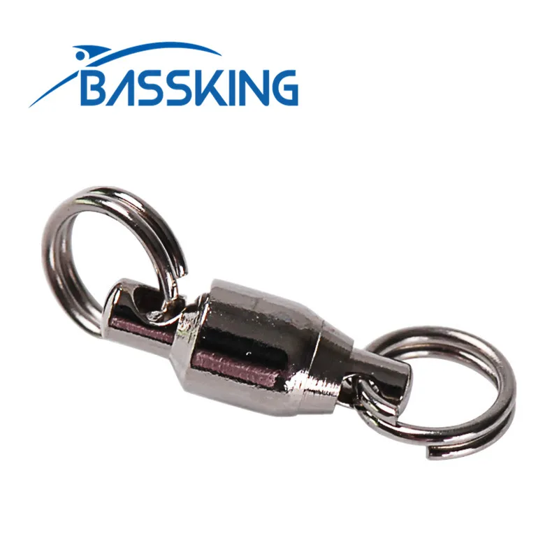 BASSKING 10Pc 0#/1# 15/20kg Ball Bearing Swivel With Solid Ring Fishing Swivels Hook Connector Pesca Emerillon Fishing Accessory