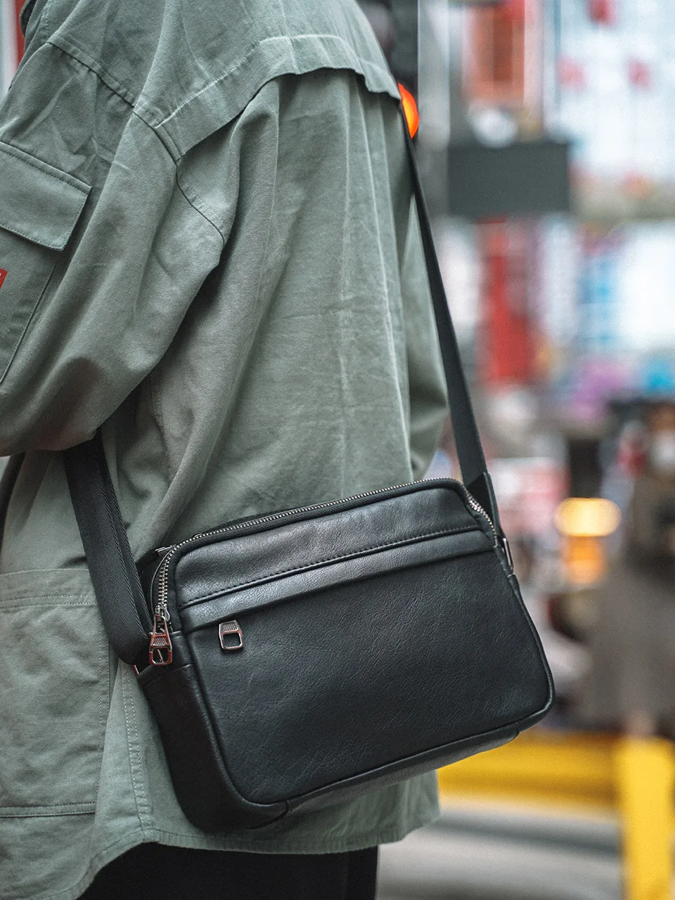 NUPUGOO Casual männer Schulter Tasche Aus Echtem Leder Klassische Umhängetasche Einfache Crossbody Hohe Qualität Leder Für 9,7 Zoll iPad – Detail 2