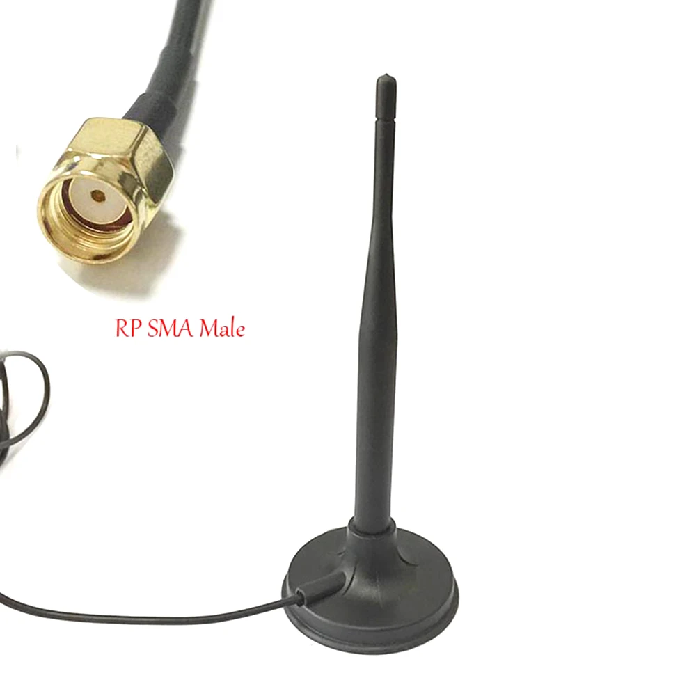 1PC 2.4Ghz Antenna RP SMA Male Plug 6dbi 1.2m Extension Cable Magnetic Base OMNI Wifi Aerial Antenna for Laptop