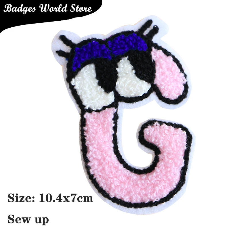 Cartoon Arabic Numerals English Letter Chenille Icon Applique Embroidered Patches For DIY Iron on Clothes Badges on the Backpack
