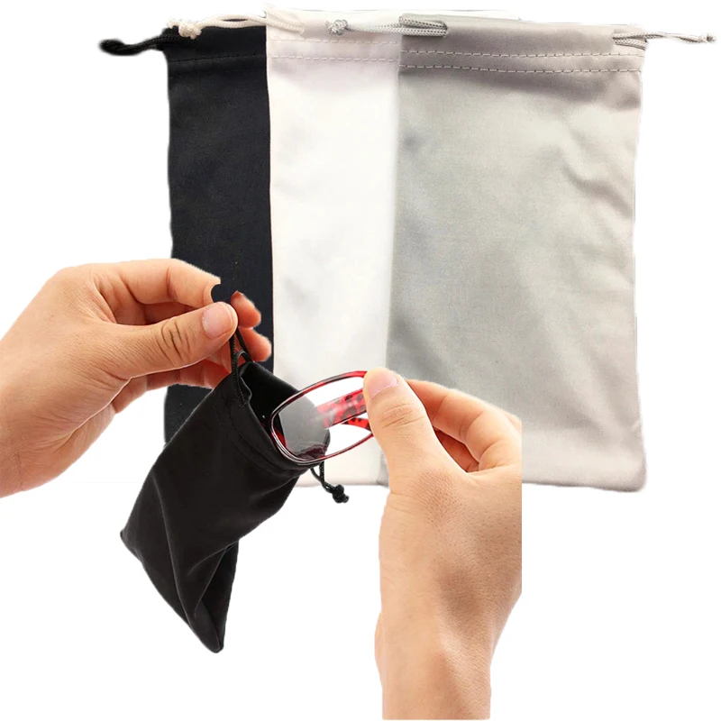 1Pc Portable Sunglasses Bag Dust proof Microfiber cloth Pouch Pocket Drawstring Microfiber Glasses Carry Bag Eyewear Container