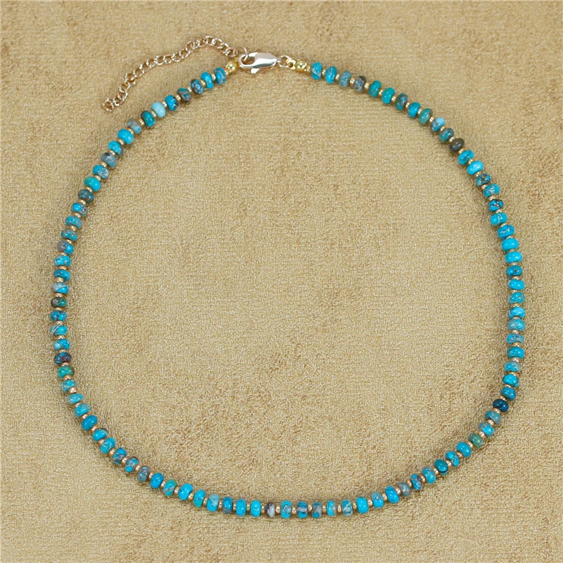 Yoga Tiny Turquoises Blue Jaspers Seed Beads Choker Necklace Boho Holiday Torques Necklace High Quality Jewelry Dropshipping