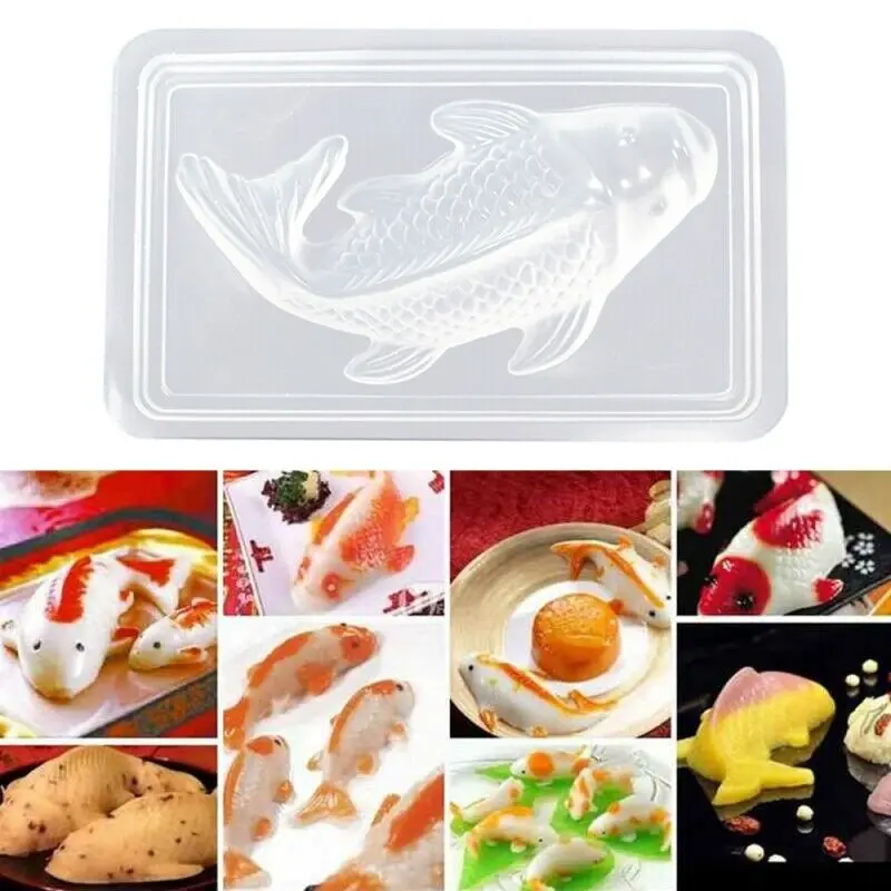 Vacclo DIY 3D Fish Carp Mold Plastic Jelly Handmade Sugar Craft Mold Rice Cake Pudding Chocolate Baking Pastoral Accessories