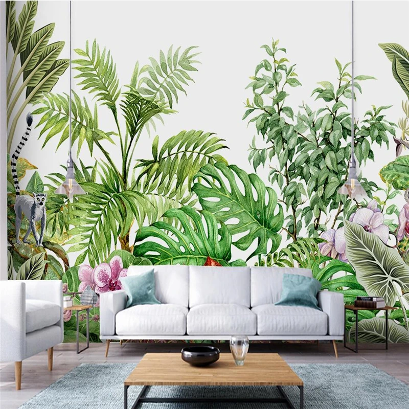 

beibehang Custom Nordic tropical plant flower bird Mural Wallpaper 3D Landscape Painting Living Room TV Sofa Study 3D wall paper