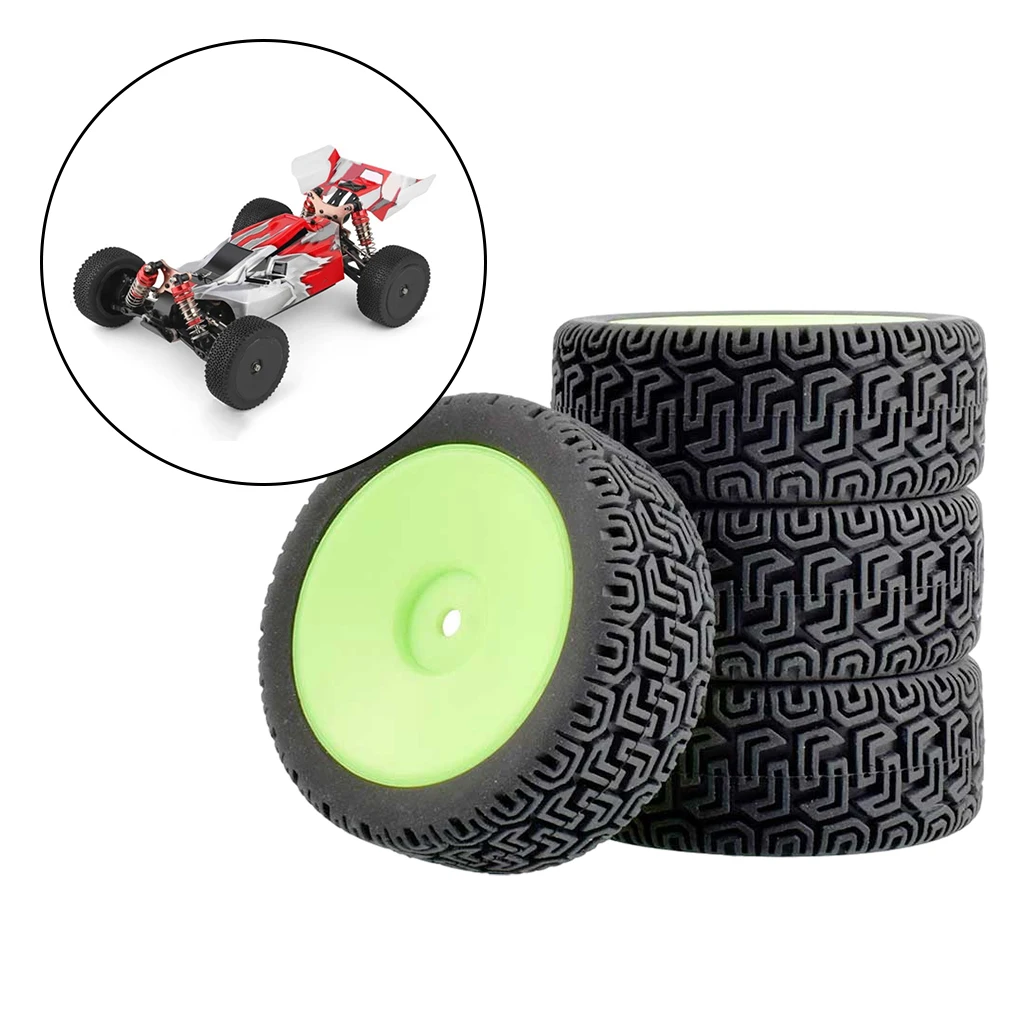 RC Car Rubber Tires & Wheels Rims 12mm Hex Hub for WLtoys 144001 and 1/18 1/16 1/10 Car Tyre(4-Pack)