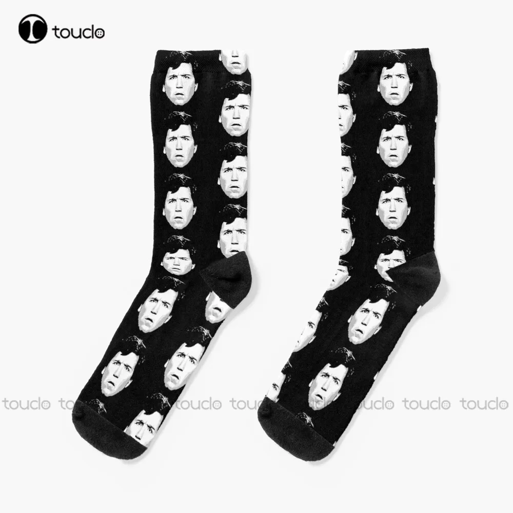 Tucker Face Tucker Carlson  Socks Black Soccer Socks Personalized Custom Unisex Adult Teen Youth Socks 360° Digital Printing