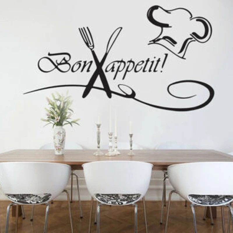 Kitchen bon appetit family Wall Stickers Art Dining Room Removable PVC Decals  20 Colours Choose