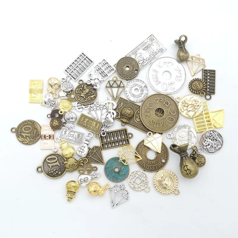 

hot sale metal Iron coin mixed charm pendant antique bronze bracelet necklace handmade jewelry making wholesale DIY accessories