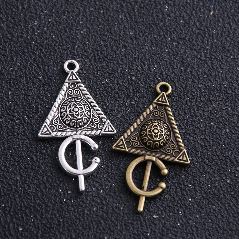 6PCS 2 Size Metal Alloy Two Color Geometry Triangle Charms Pendants for Jewelry Making DIY Handmade Craft