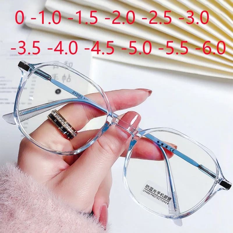 Fashion Classic Transparent Round Glasses Clear Lens Myopia Eyeglasses Optical Spectacle Eyewear 0 -1.0 -1.5 -2.0 -2.5 To -6.0