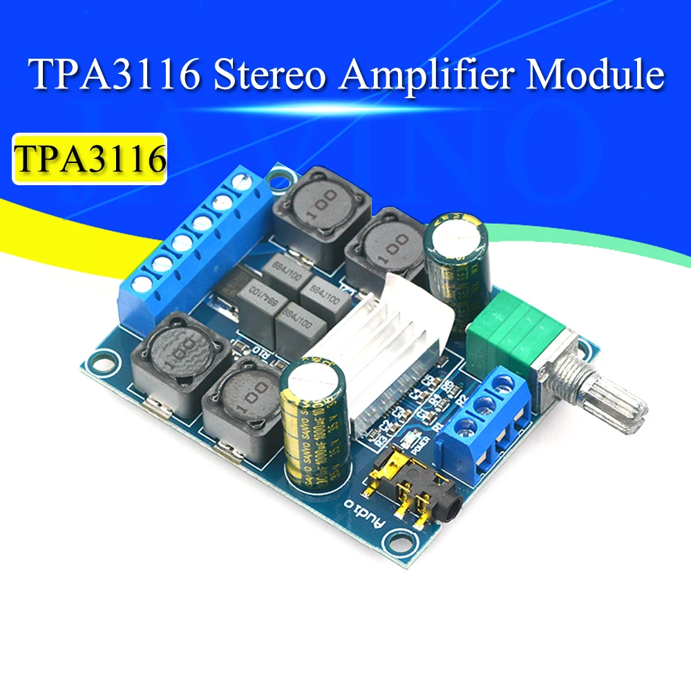Eficiência Tpa3116 50wx2 d2 Dual Channel Amplifier Module dc 4.52 27v Potência Digital Canal Placa Amplificador Estéreo Alta