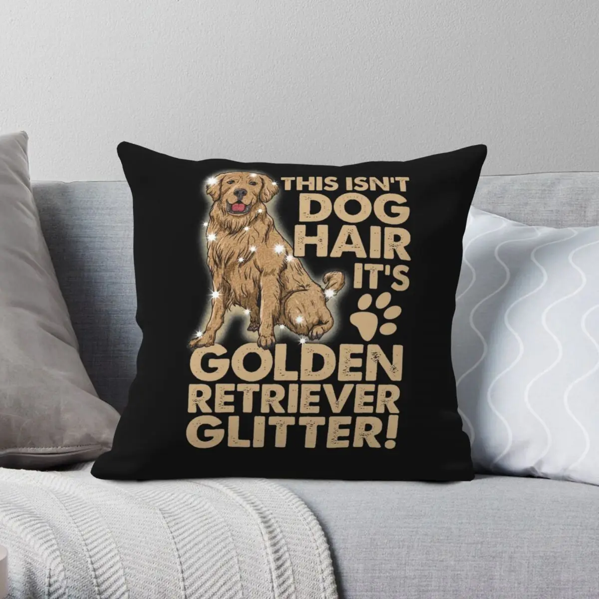 Golden Retriever Dog Glitter Pillowcase Polyester Linen Velvet Creative Zip Decor Pillow Case Room Cushion Cover Wholesale