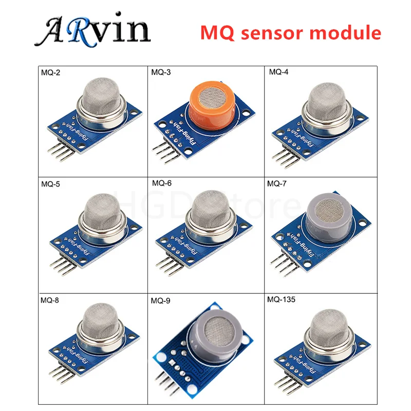 MQ-2 MQ-3 MQ-4 MQ-5 MQ-6 MQ-7 MQ-8 MQ-9 MQ-135 Detection Smoke methane liquefied Gas Sensor Module for Arduino Starter DIY Kit